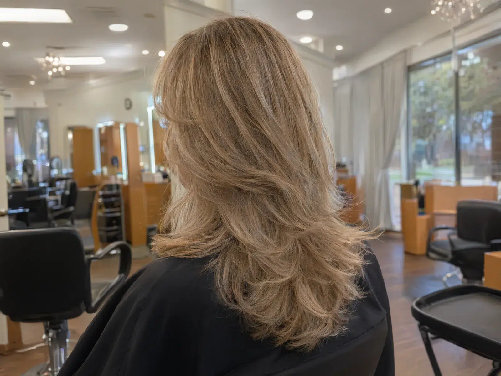Bouncy, glossy blowout with movement in the ends, Salon D Dallas