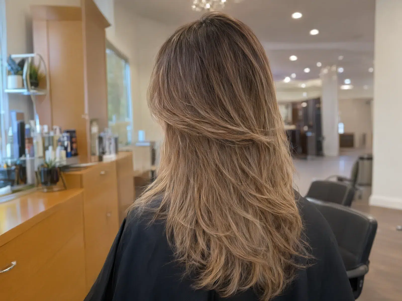 Close-up: soft hand-painted balayage in honey and caramel tones, blended at the roots