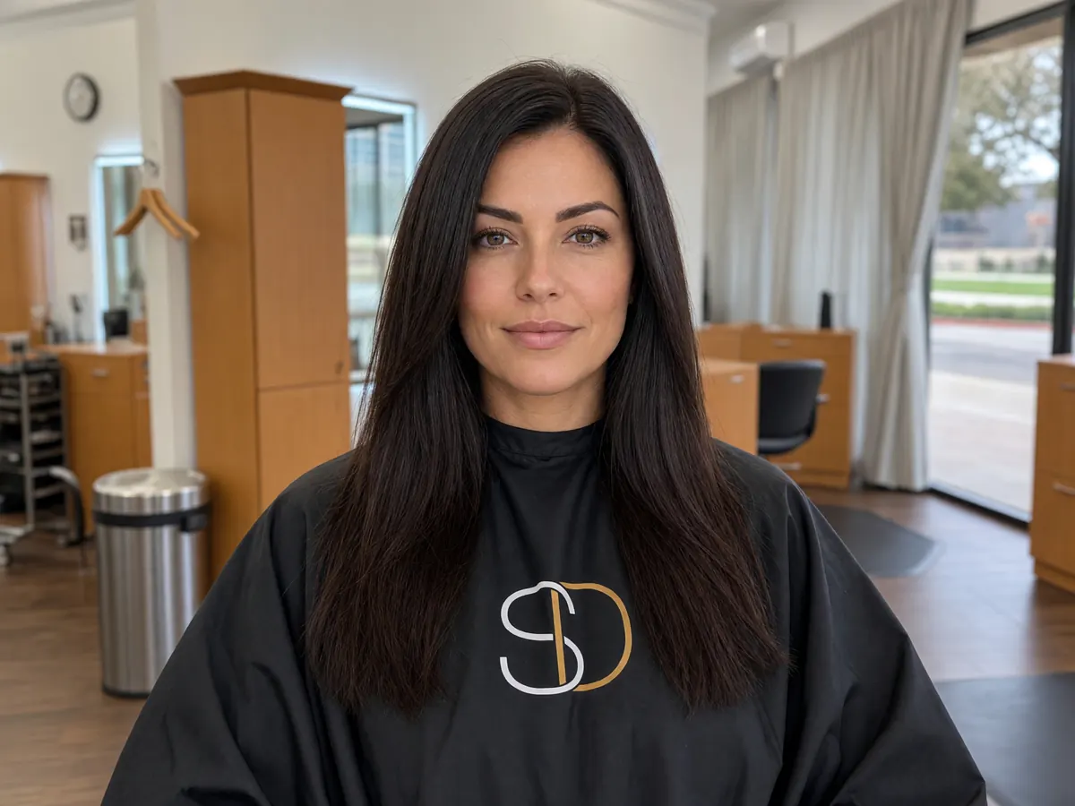 Sleek, glass-smooth hair after a keratin treatment at Salon D